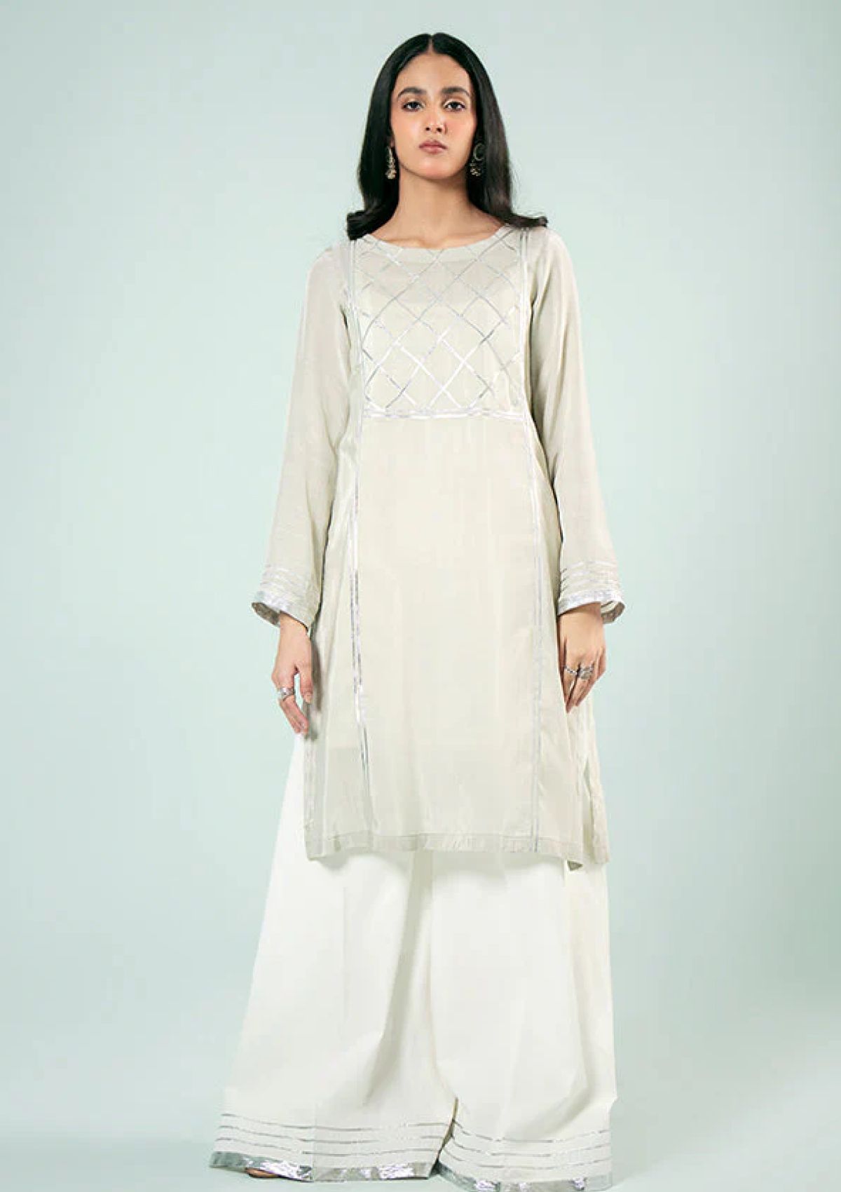 Pret Collection - Fozia Khalid - Basics Vol 3 - Silver Panelled Kurta