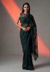 Formals - Chantilly Lace Saree - Green