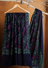 Pashmina Kashmiri Jaaldar Shawl D#114 - N Blue