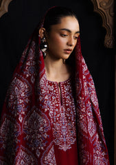 Winter - Zara Shahjahan - Saraab Unstitched 26 D#07 - QIRMIZ