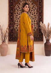 Winter - Fancy Silk Zari Jamawar - 3 Pcs Suit - D#09 - Mustard