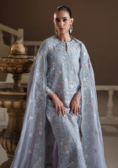 Formals - Emaan Adeel - Modern Heirloom Unstitched Chiffon 26 - BLUE VERSE