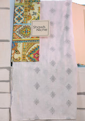 Embroidered Lawn Summer Shawl D#65 - White 2