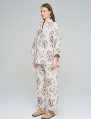 Pret - Moven - Oversize Shirt with Floral Embroidery and Sequin Details - Skin
