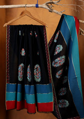 Pashmina Ari Work Shawl D#07 - Black 1