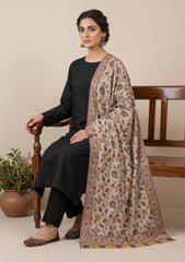 Winter - Riwaj - Pashmina Kani Jamawar 3 Pcs Suit - D#02 - Black