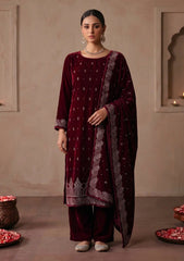 Winter - Riwaj - Velvet Stone Work 3 Pcs Suit - D#05 - Magenta