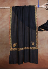 Pashmina Kashmiri Border Scarf D#27 - Black