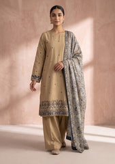 Formals - Fancy Silk Embroidered - 3 Pcs Suit - D#01 - S Grey