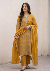 Winter - Rubaaiyat - Pashmina Embroidered 26 - D#10 - Mustard