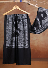 Pashmina Ari Work Jaaldar Scarf D#02 - Black