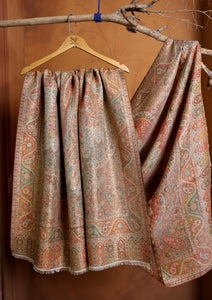 Pashmina Zari Jamawar Shawl D#22 - Fawn