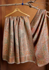 Pashmina Zari Jamawar Shawl D#22 - Fawn