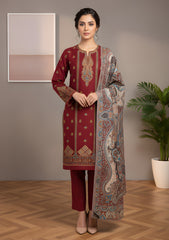 Winter - Riwaj - Pashmina Embroidered Suit - Kaani Shawl - D#02 - Maroon