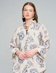 Pret - Moven - Oversize Shirt with Floral Embroidery and Sequin Details - Skin