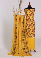 Winter - Riwaj - Printed Cotray Suit - Wool Shawl - D#14 - Yellow