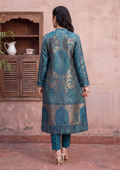 Pret - Riwaj - Silk Kani Zari Jamawar Shirt - Ferozi