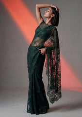 Formals - Chantilly Lace Saree - Green