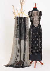 Formals - Riwaj - Fancy Bamber Chiffon - 3 Pcs Suit - CBD#1796 - Black