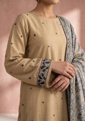 Formals - Fancy Silk Embroidered - 3 Pcs Suit - D#01 - S Grey