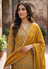 Winter - Rubaaiyat - Pashmina Embroidered 26 - D#10 - Mustard