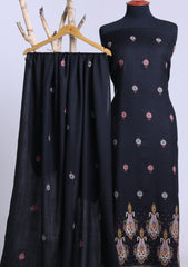 Winter - Riwaj - Pashmina Embroidered Suit - D#09 - Black