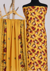 Winter - Riwaj - Printed Cotray Suit - Wool Shawl - D#14 - Yellow