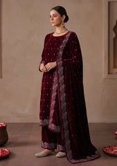 Winter - Riwaj - Velvet Stone Work 3 Pcs Suit - D#05 - Magenta