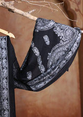 Pashmina Ari Work Jaaldar Scarf D#02 - Black