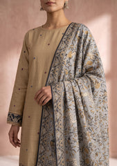 Formals - Fancy Silk Embroidered - 3 Pcs Suit - D#01 - S Grey