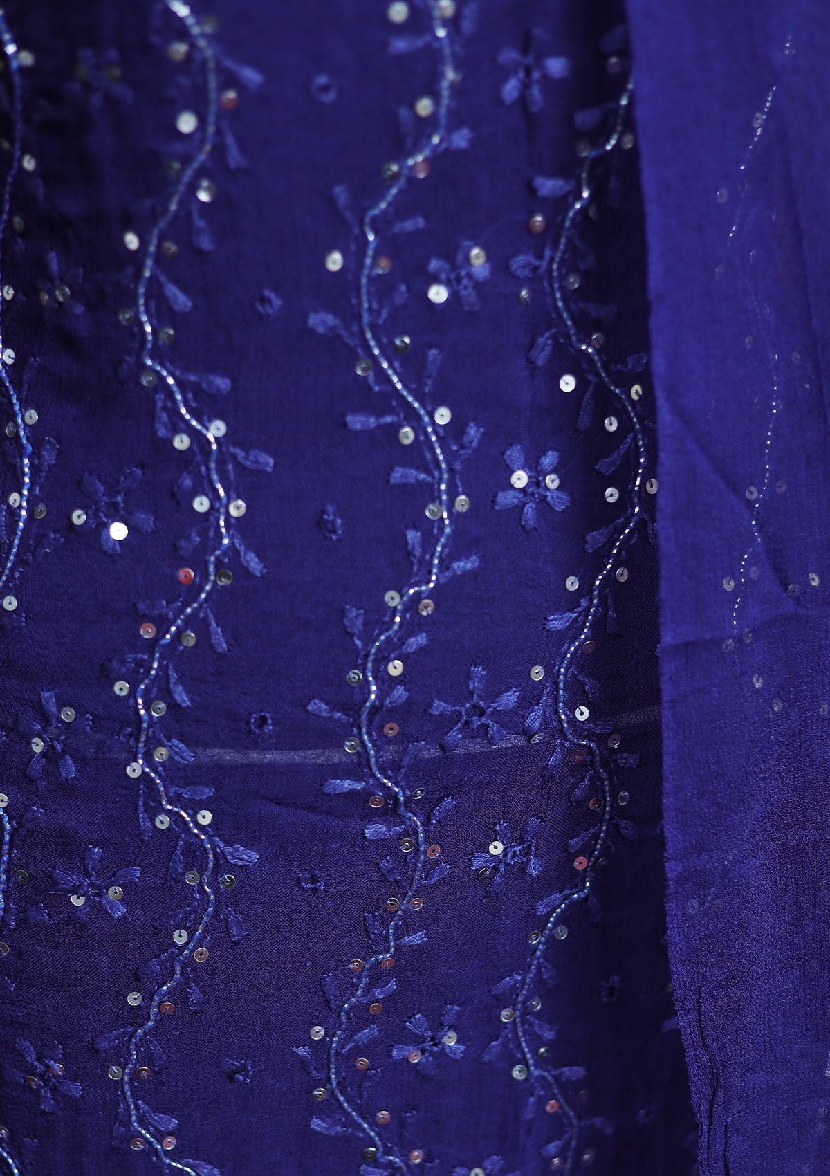 Winter Collection - Riwaj - Bamber Chikankari W/ Sequence Work - N Blue