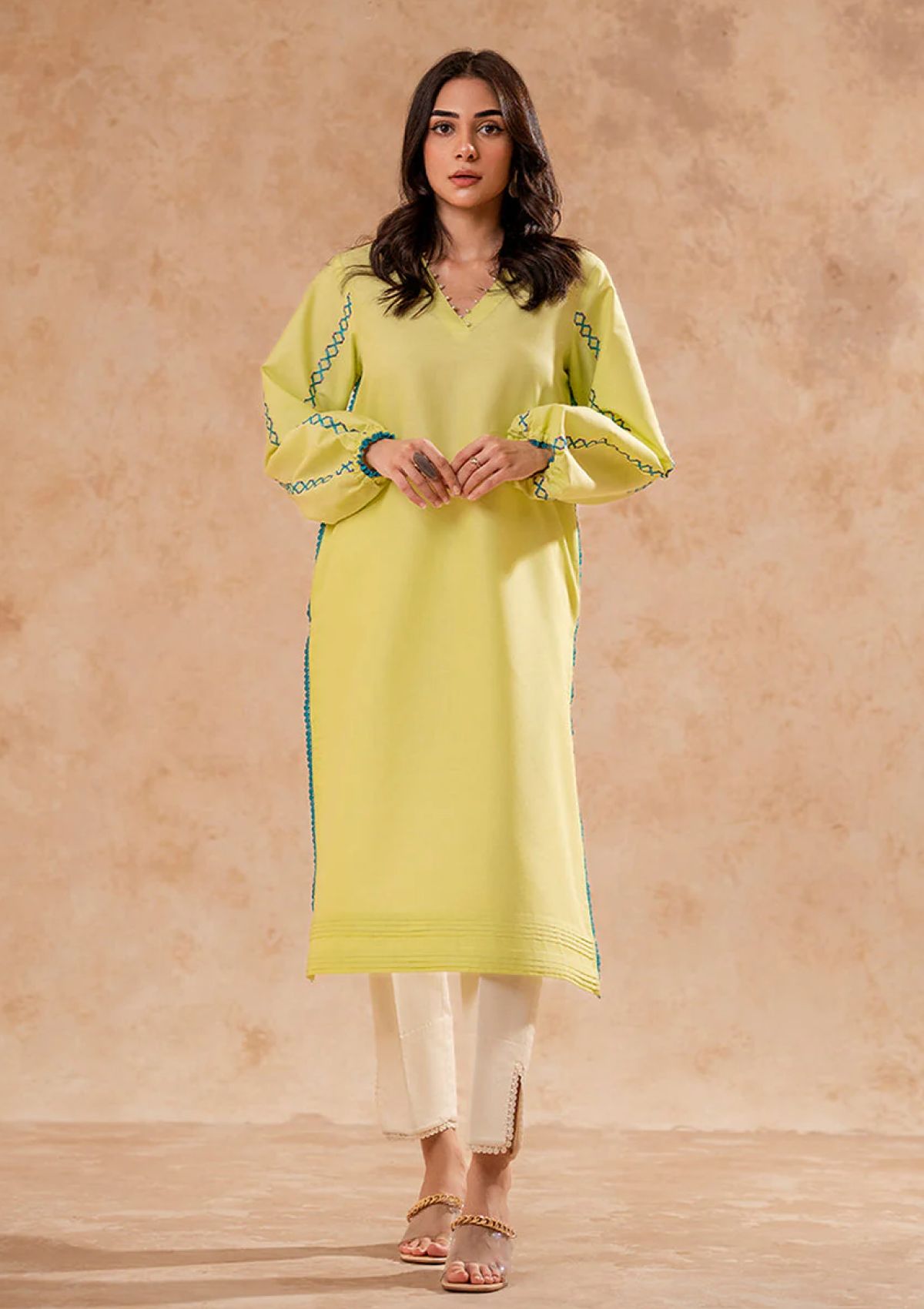 Pret Collection - Fozia Khalid - Basics - Lime Green Tunic