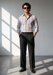 Elite Men Yarn Count Selvage Check Satin Cotton Fabric - Multi
