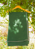 Linen Stone Work Shawl D - 01 - D Green