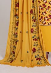 Winter - Riwaj - Printed Cotray Suit - Wool Shawl - D#14 - Yellow