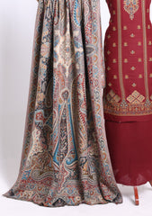 Winter - Riwaj - Pashmina Embroidered Suit - Kaani Shawl - D#02 - Maroon