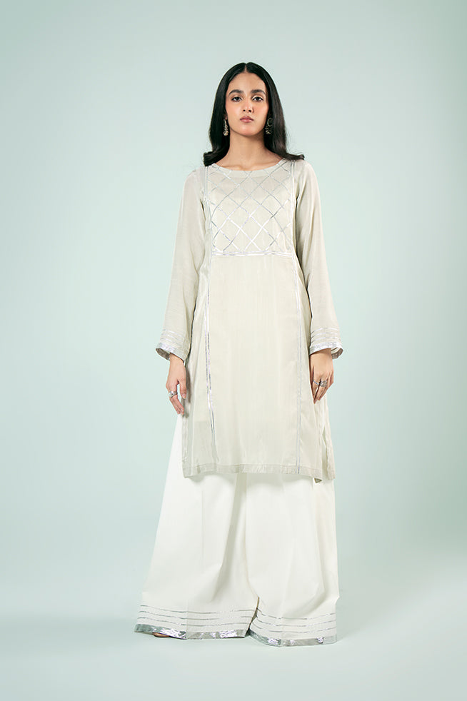 Pret Collection - Fozia Khalid - Basics Vol 3 - Silver Panelled Kurta