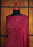 Winter Collection - Riwaj - Bamber Chikankari W/ Sequence Work - Maroon