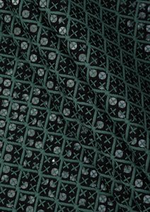 Elite Men Embroidered Sequence Selvage Viscose Fabric - Green