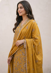 Winter - Rubaaiyat - Pashmina Embroidered 26 - D#10 - Mustard