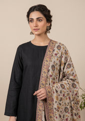 Winter - Riwaj - Pashmina Kani Jamawar 3 Pcs Suit - D#02 - Black