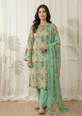 Lawn - Rubaaiyat - Chikankari 26 - Organza Dupatta - D#03 - D Green