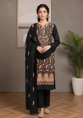 Winter - Riwaj - Pashmina Embroidered Suit - D#08 - Black
