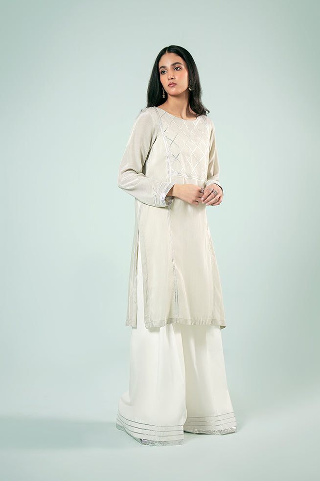 Pret Collection - Fozia Khalid - Basics Vol 3 - Silver Panelled Kurta