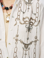 Pret - Moven - Oversize Stone Embellished Shirt - Off White