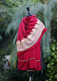 Shawl Collection - Sadias Collection - Pashmina Shawl - D#10 Maroon Sitara Lace