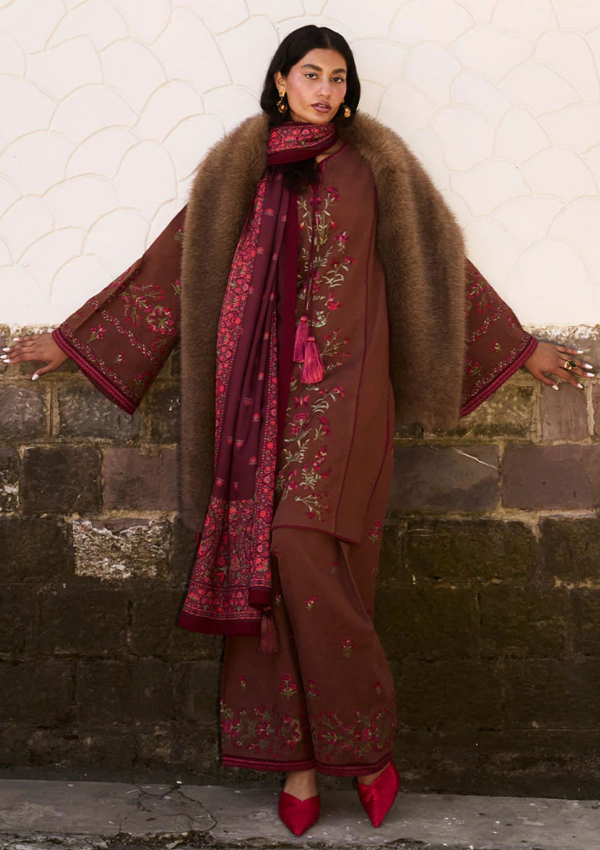 Winter Collection - Jugnu by Hussain Rehar - Autumn Winter - Hazel