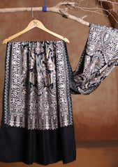 Pashmina Ari Work Jaaldar Scarf D#02 - Black