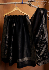 Silk Zari Jamawar Shawl D#04 - Black