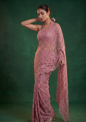 Formals - Chantilly Lace Saree - Pink
